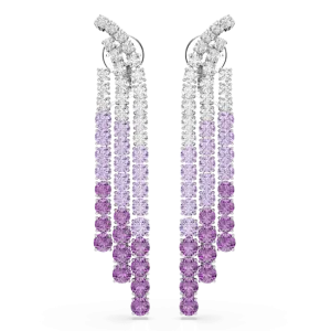 Swarovski Matrix Clip Earrings Color gradient Round cuts Purple Rhodium plated