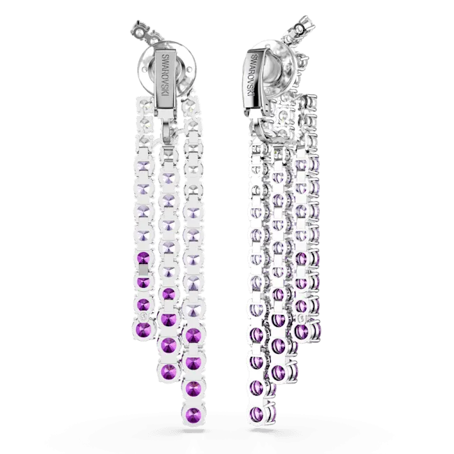 Swarovski Matrix Clip Earrings Color gradient Round cuts Purple Rhodium plated