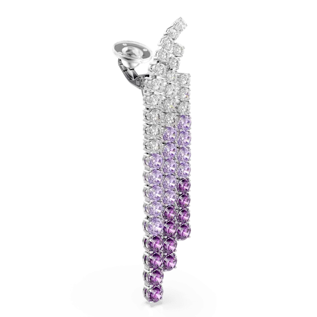 Swarovski Matrix Clip Earrings Color gradient Round cuts Purple Rhodium plated