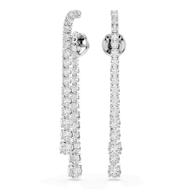 Swarovski Matrix Drop Earrings Gradient of round cuts White Rhodium plated