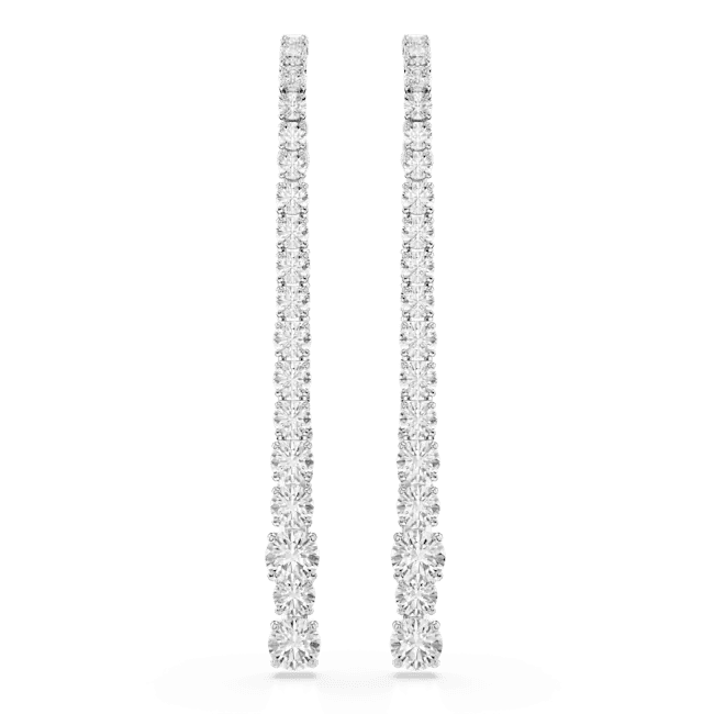 Swarovski Matrix Drop Earrings Gradient of round cuts White Rhodium plated