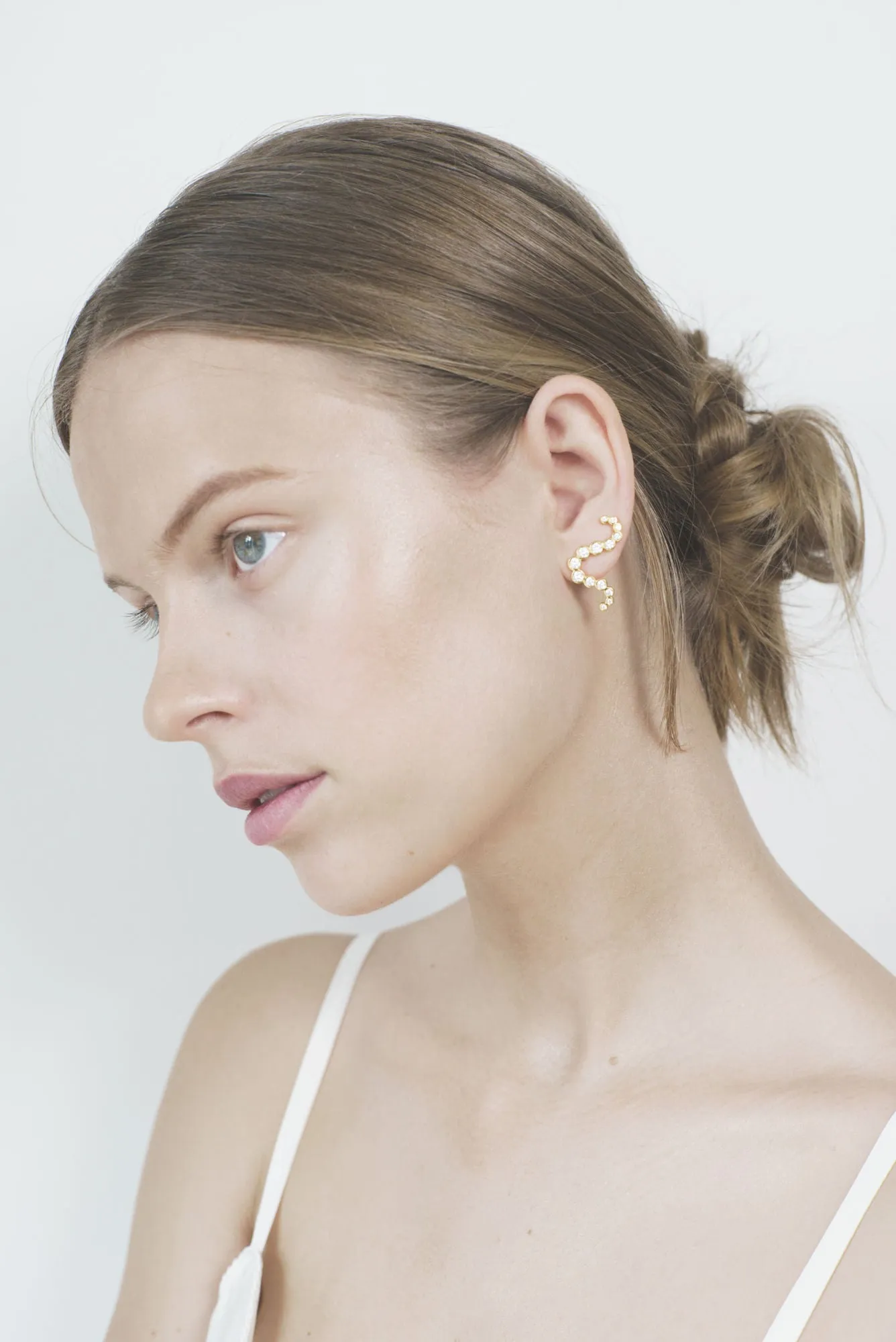 The Star Gold Plated Earring w. White Zirconia