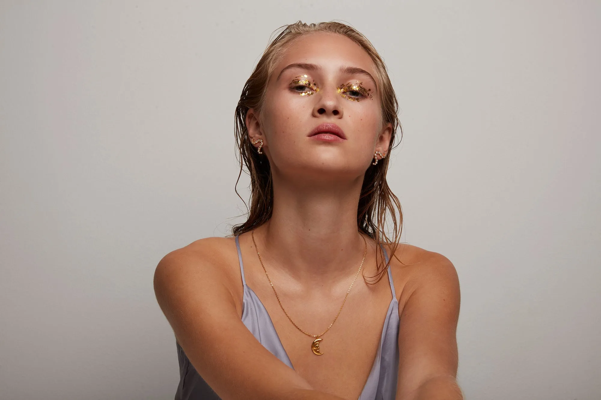 The Star Gold Plated Earring w. White Zirconia