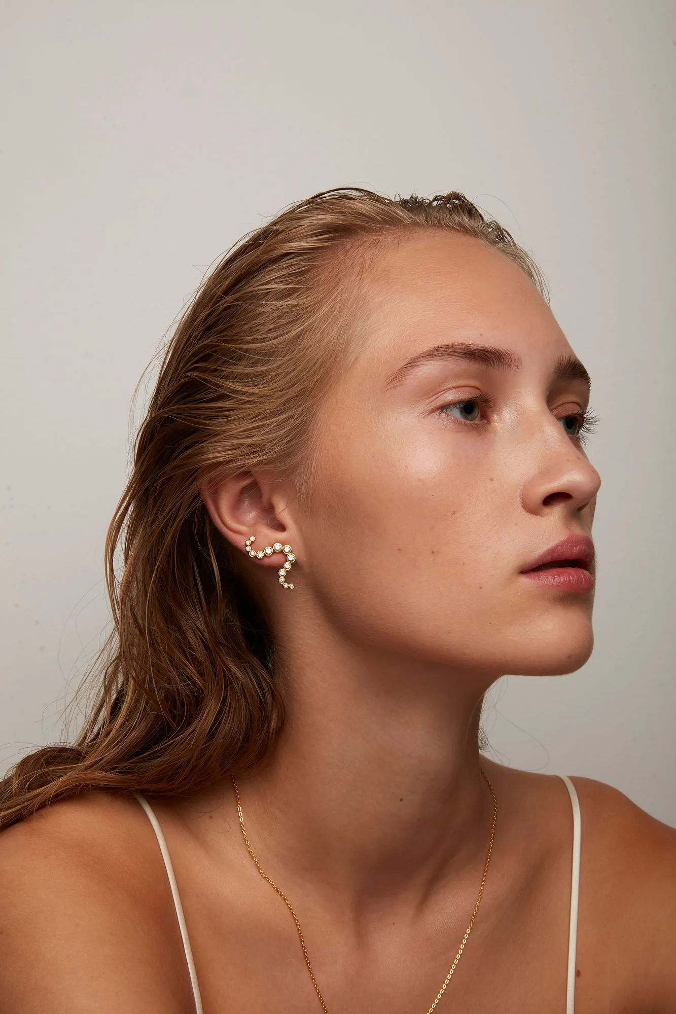 The Star Gold Plated Earring w. White Zirconia