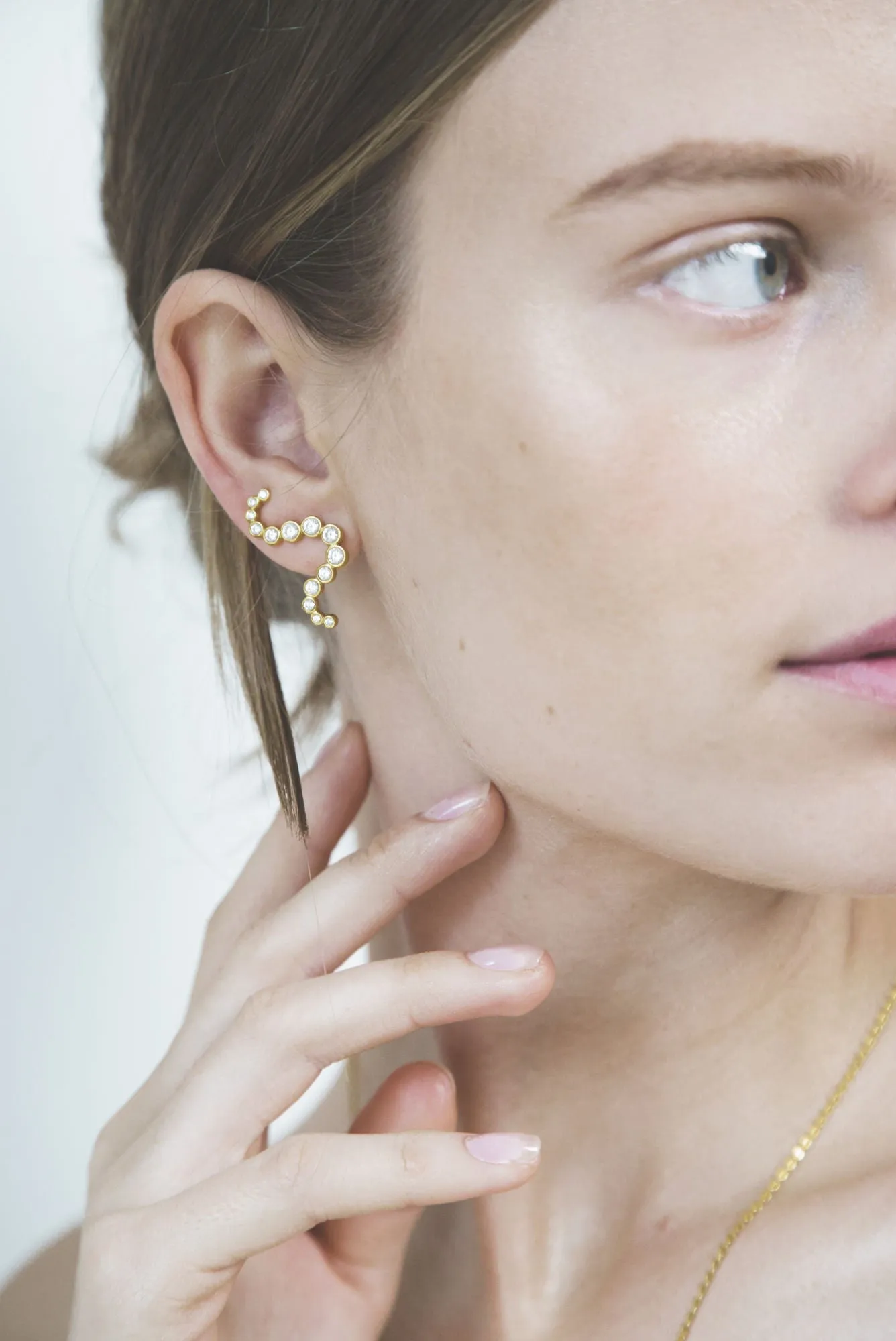 The Star Gold Plated Earring w. White Zirconia