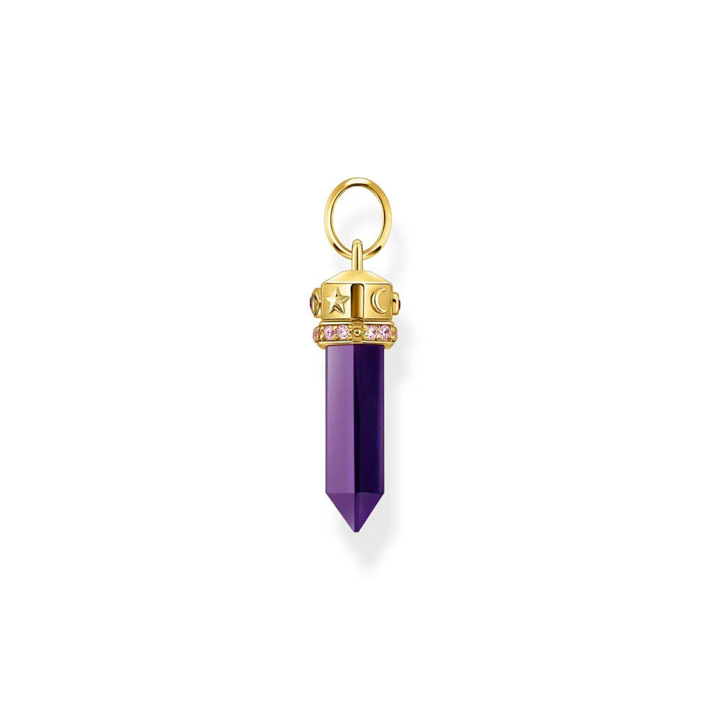 Thomas Sabo Gold Plated Sterling Silver Cosmic Synthetic Amethyst Crystal Pendant Shiels