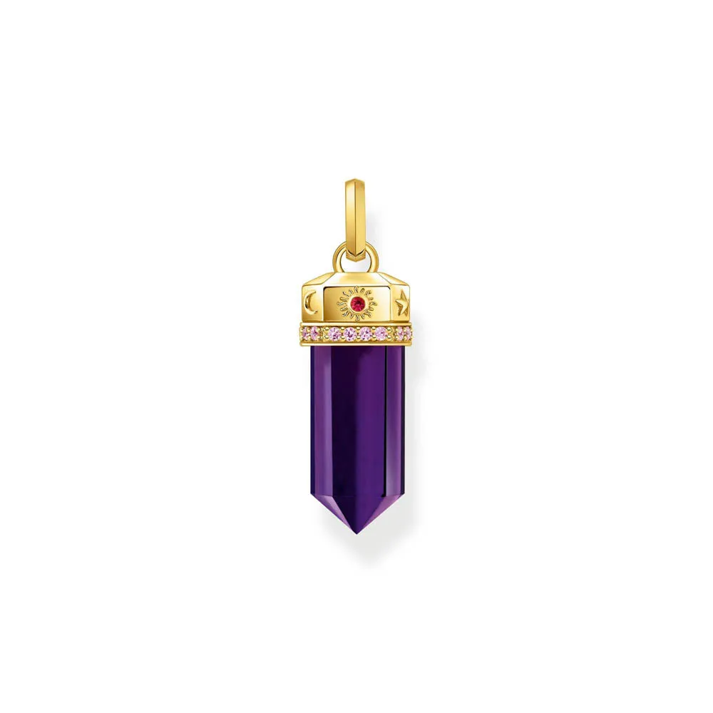 Thomas Sabo Gold Plated Sterling Silver Cosmic Synthetic Amethyst Crystal Pendant Shiels