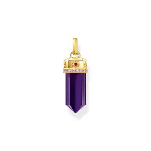 Thomas Sabo Gold Plated Sterling Silver Cosmic Synthetic Amethyst Crystal Pendant Shiels