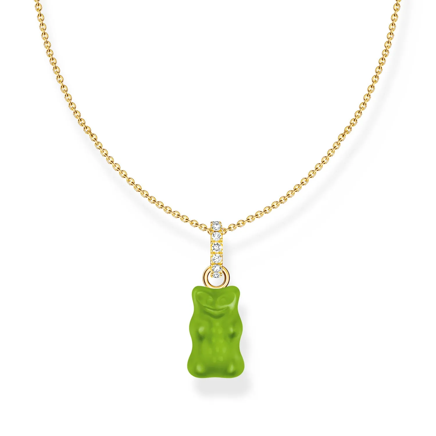 Thomas Sabo Gold Plated Sterling Silver Haribo Apple Green Bear Pendant On 40-45cm Chain Shiels