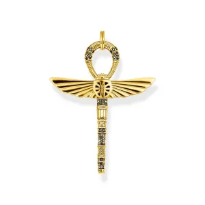Thomas Sabo Sterling Silver Gold Plated Ankh Sign Beetle Black Pendant Shiels