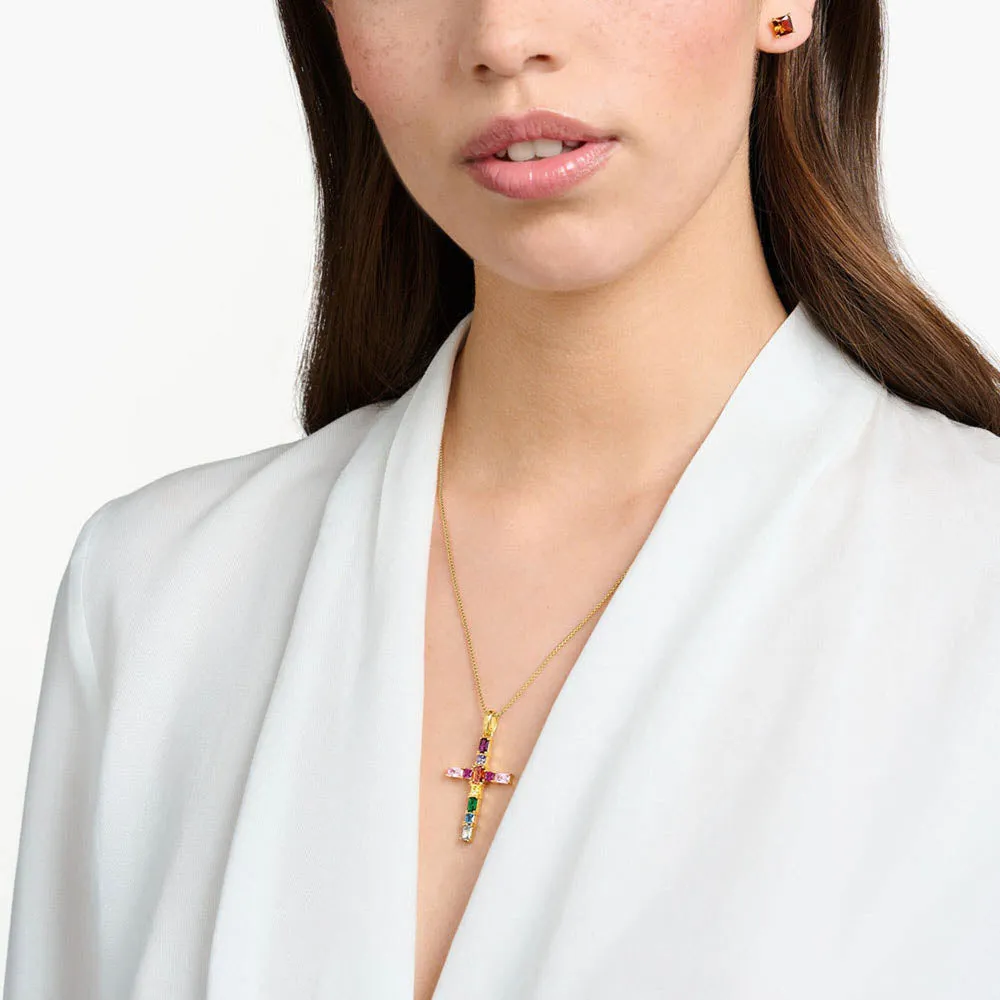 Thomas Sabo Sterling Silver Gold Plated Rainbow Heritage Deco Cross Shiels
