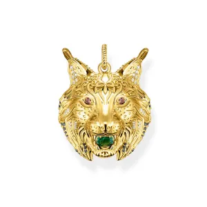 Thomas Sabo Sterling Silver Yellow Gold Plated Mystic Island Lynx Head Pendant Shiels
