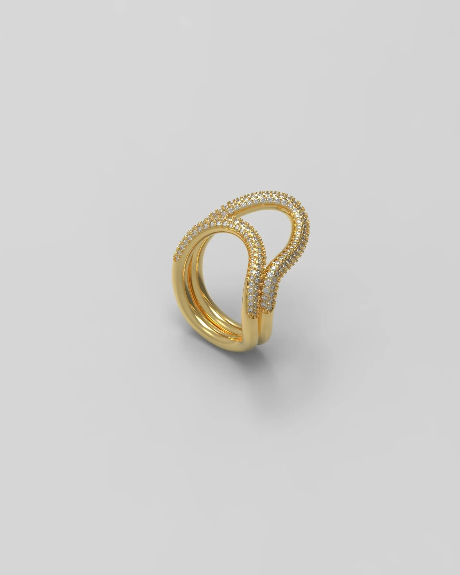 Thorn Band II Paved 18K Gold Ring w. Diamonds