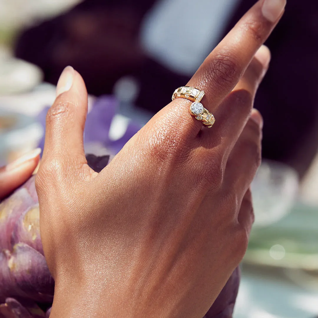 Toi et Moi Checkerboard 18K Whitegold Ring w. Lab-Grown Diamonds