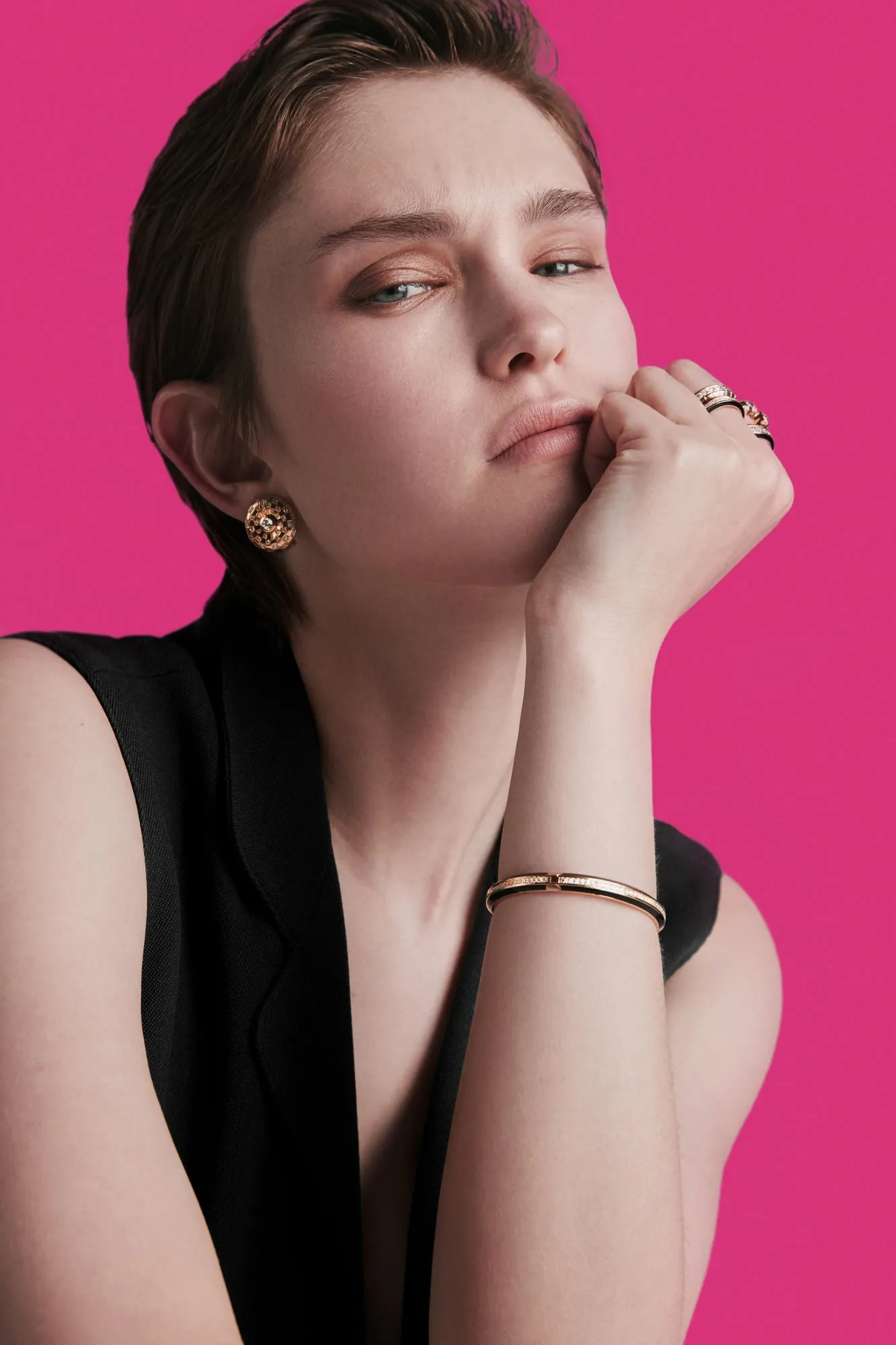 Toi et Moi Checkerboard 18K Whitegold Studs w. Lab-Grown Diamonds