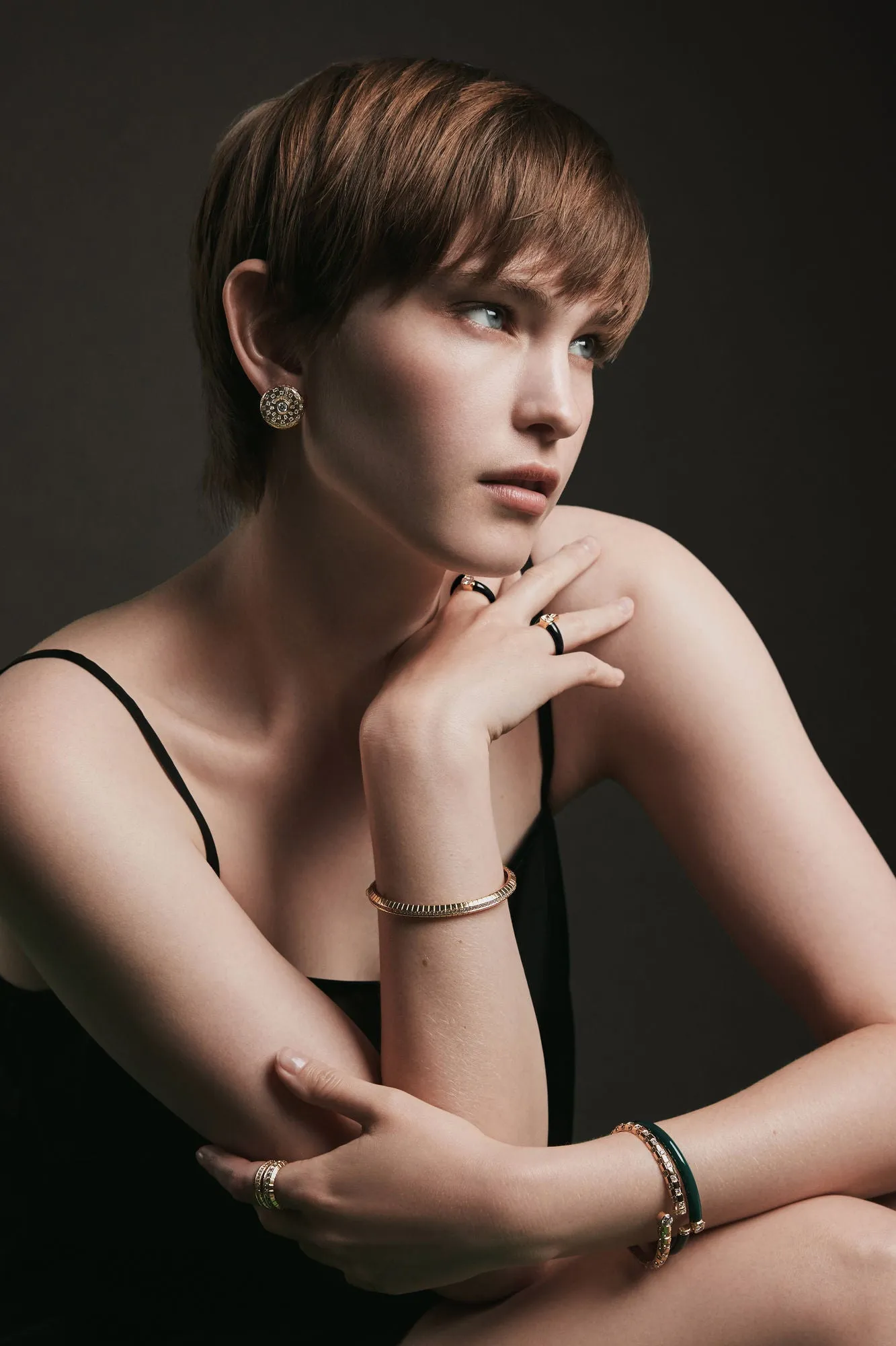 Toi et Moi Checkerboard 18K Whitegold Studs w. Lab-Grown Diamonds