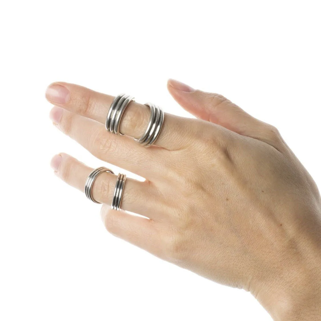 Triple Mini Viper Ring Silver