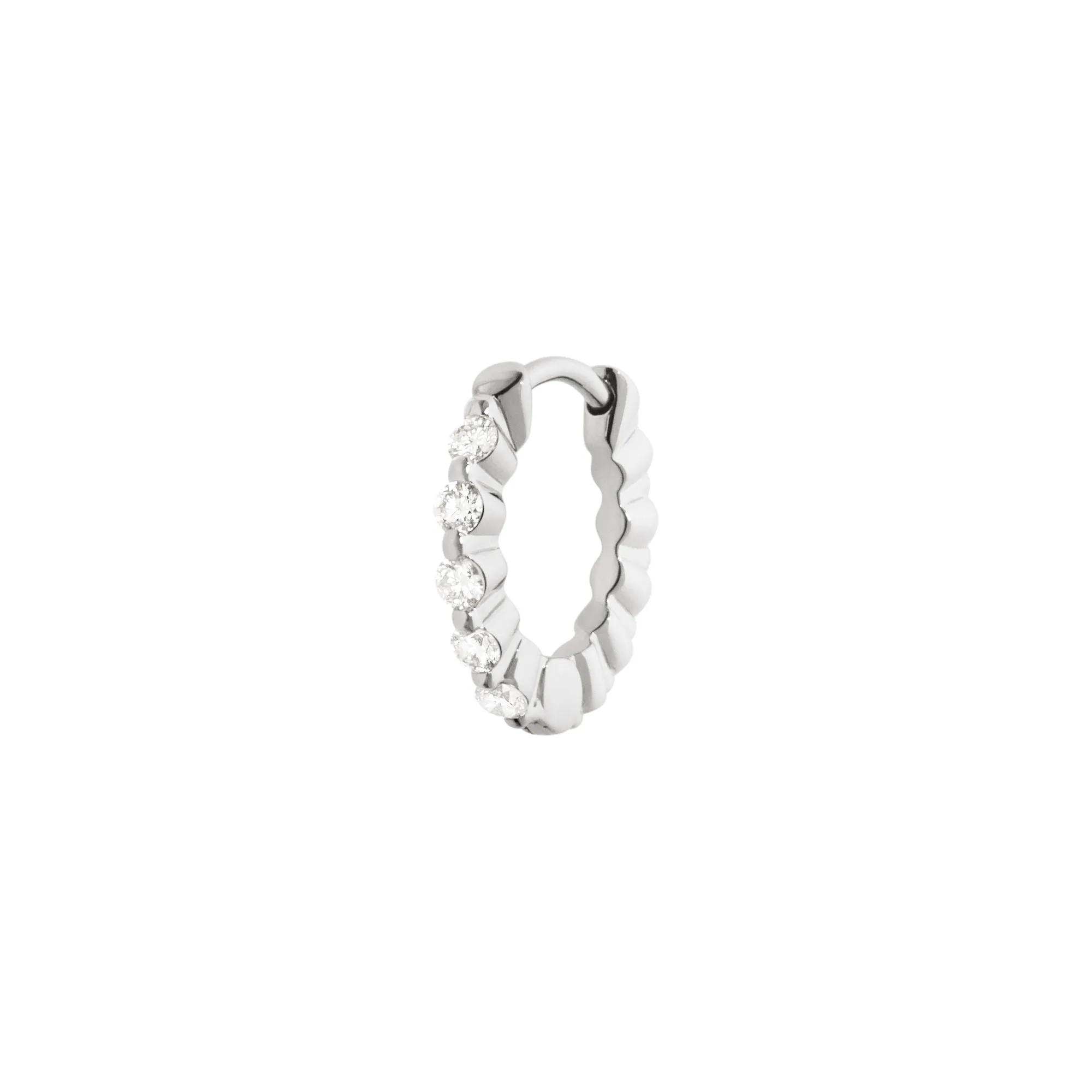 True Romance 8 14K White Gold Huggie w. Lab-Grown Diamonds