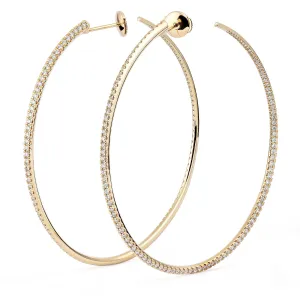 Twisted 60 mm 18K Gold Creoles w. Diamonds