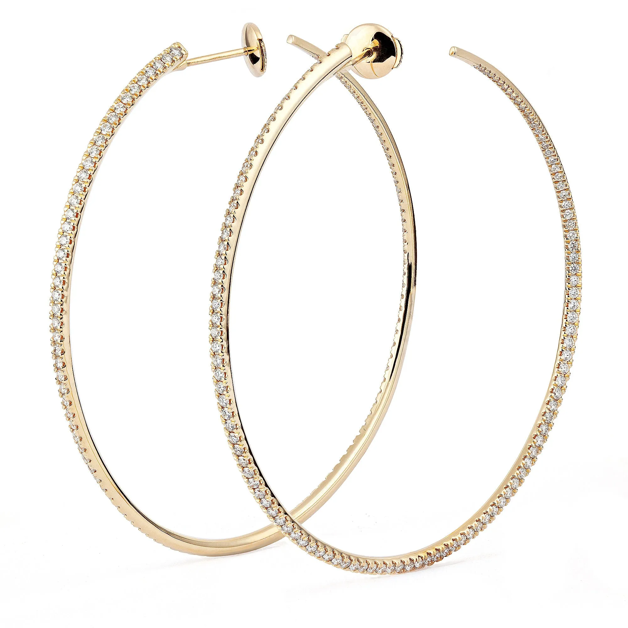 Twisted 60 mm 18K Gold Creoles w. Diamonds