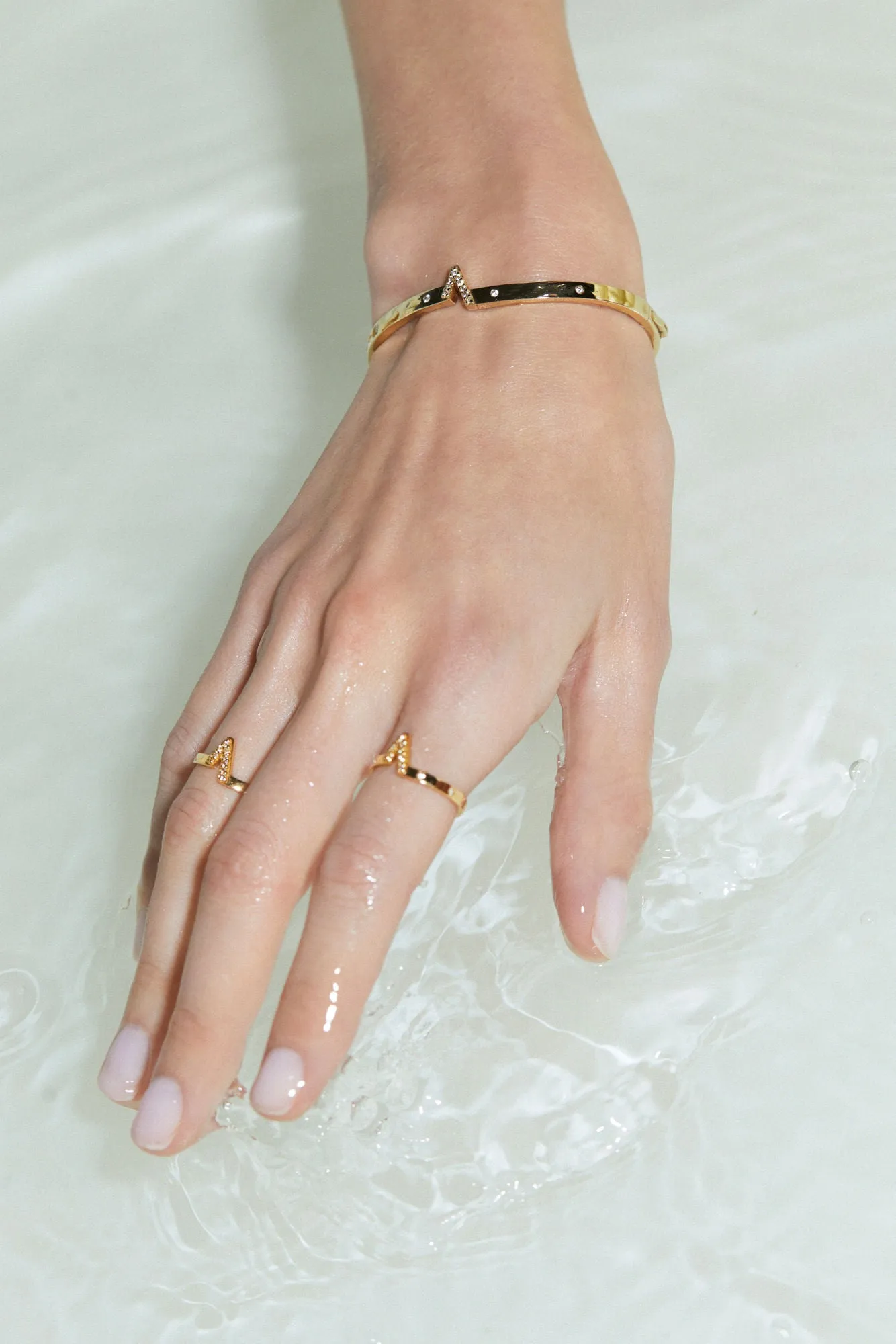 V Pave 18K Gold Bracelet w. Lab-Grown Diamonds