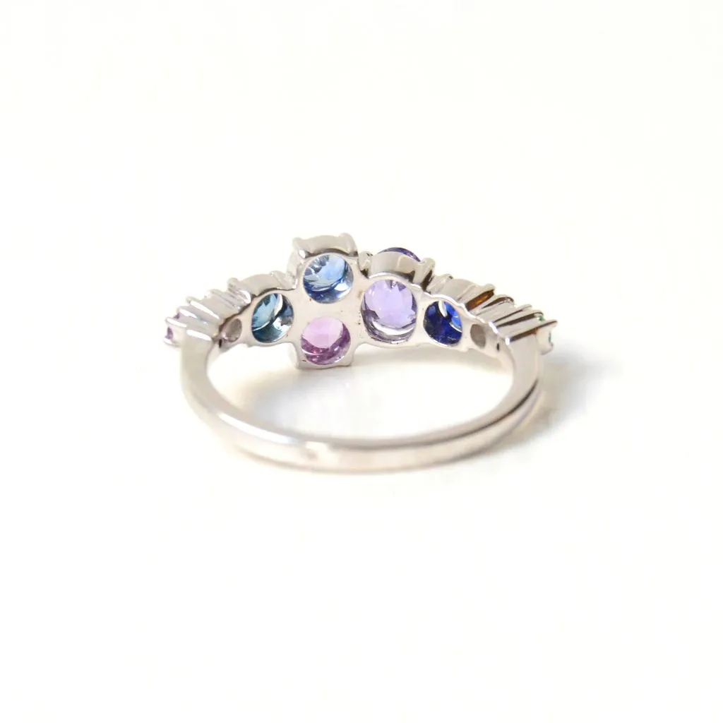 Varnaya Vatina 18K Gold Ring w. Sapphires, Amethyst, Tsavorite & Diamonds