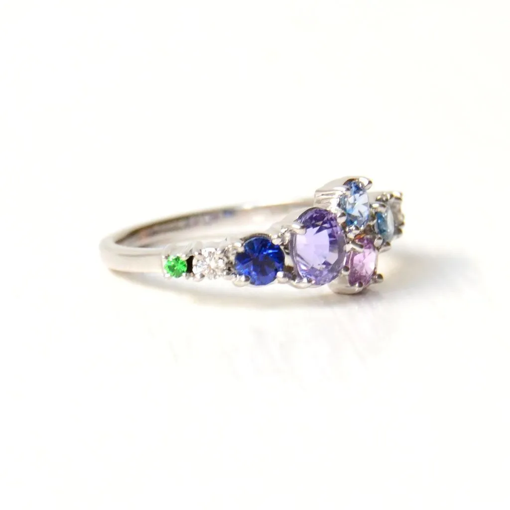 Varnaya Vatina 18K Gold Ring w. Sapphires, Amethyst, Tsavorite & Diamonds