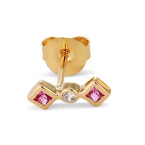 Zara Pink 14K Gold Plated Stud w. Zirconia